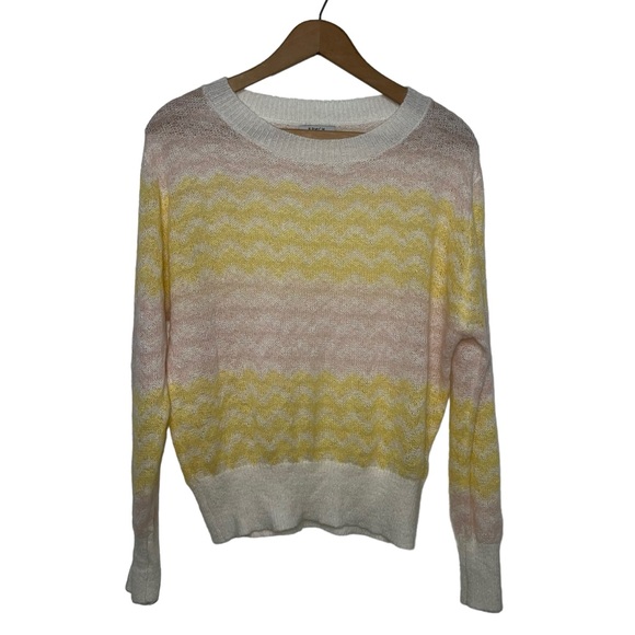 FRNCH Linette Wavy Stripe Wispy Light Knit Sweater Medium - Picture 4 of 14